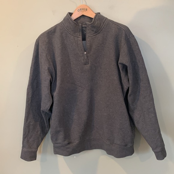 L.L. Bean Men's Medium Gray Quarter Zip Pullover Cotton Warm Sweatshirt - Picture 1 of 5